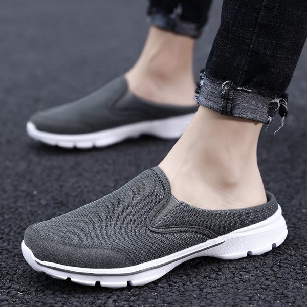 Sandal Ukuran Besar Pria Kasual Mules Sepatu Flat Pria Bersirkulasi Jaring Super Ringan Sepatu Slip-On Awet Luar Ruangan 2023 - Image 2