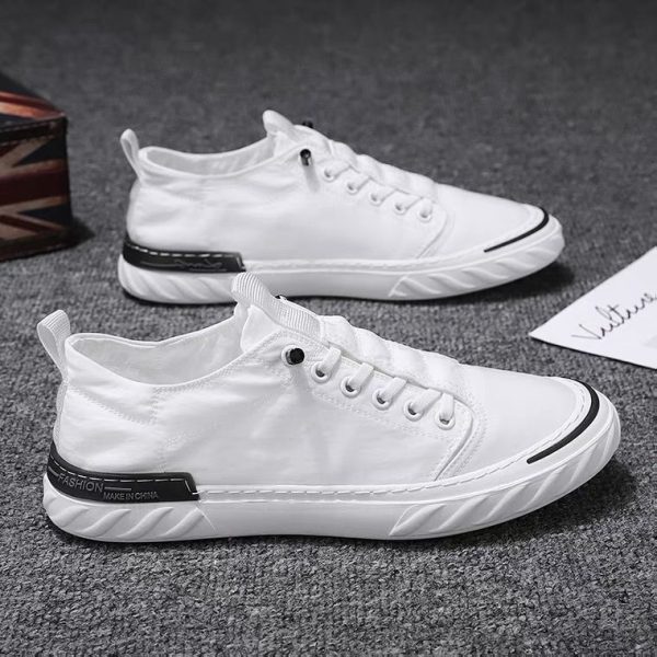 Sepatu Kanvas Kain Sutra Es Sneakers Pria Musim Panas 2022 Loafer Datar Pria Slip On Bersirkulasi Sepatu Kasual Fashion Musim Semi - Image 5