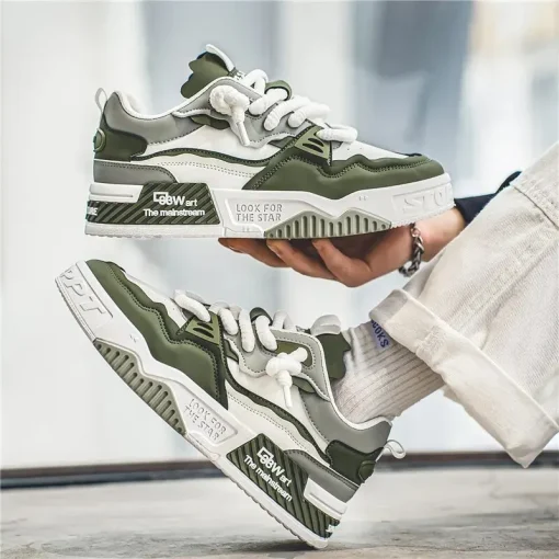 Men's Trendy Skate Shoes, Comfy Non Slip Casual Lace Up Sneakers For Men's Outdoor Activities - Image 4