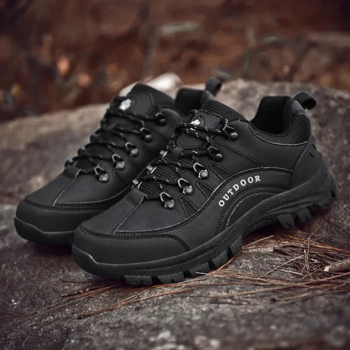 Hot Sale Fashion Balck Work Shoes Trainers Men Non-slip Men's Outdoor Shoes Plus Size 49 Hiking Shoes Zapatillas Trekking Hombre